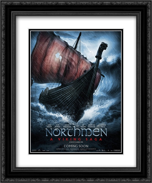 Northmen: A Viking Saga 20x24 Black Ornate Wood Framed Movie Poster with Double Matting