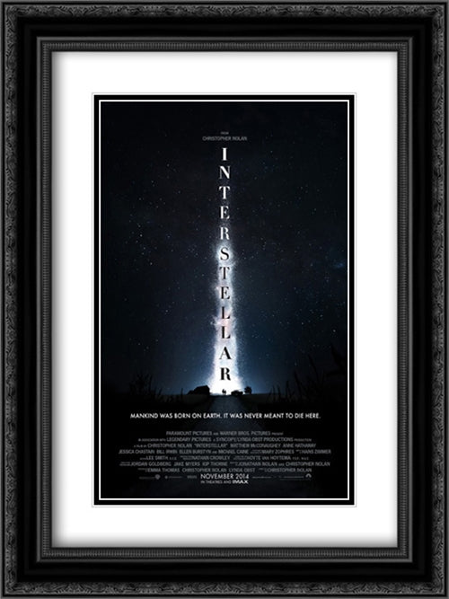 Interstellar 18x24 Black Ornate Wood Framed Movie Poster with Double Matting