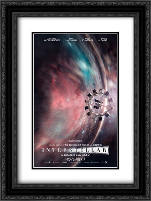 Interstellar 18x24 Black Ornate Wood Framed Movie Poster with Double Matting