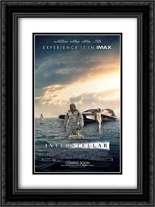 Interstellar 18x24 Black Ornate Wood Framed Movie Poster with Double Matting