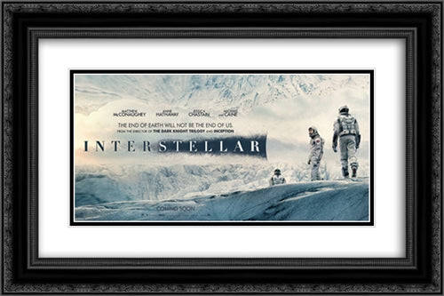 Interstellar 24x16 Black Ornate Wood Framed Movie Poster with Double Matting