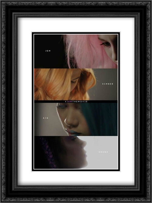 Jem and the Holograms 18x24 Black Ornate Wood Framed Movie Poster with Double Matting