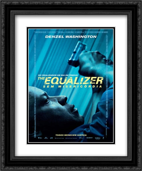 The Equalizer 20x24 Black Ornate Wood Framed Movie Poster with Double Matting
