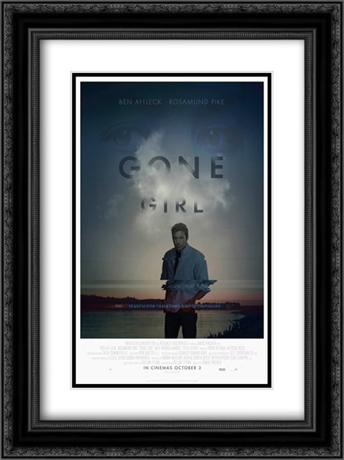 Gone Girl 18x24 Black Ornate Wood Framed Movie Poster with Double Matting