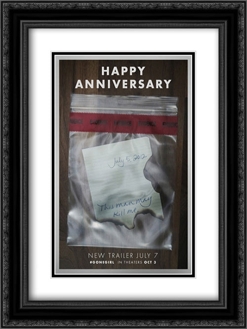 Gone Girl 18x24 Black Ornate Wood Framed Movie Poster with Double Matting