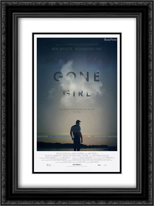 Gone Girl 18x24 Black Ornate Wood Framed Movie Poster with Double Matting