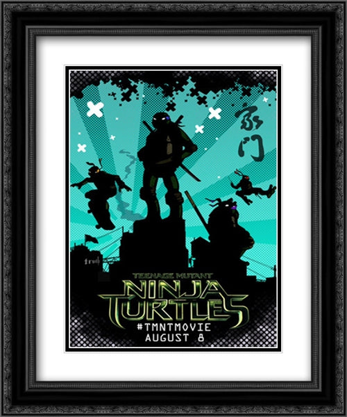 Teenage Mutant Ninja Turtles 20x24 Black Ornate Wood Framed Movie Poster with Double Matting