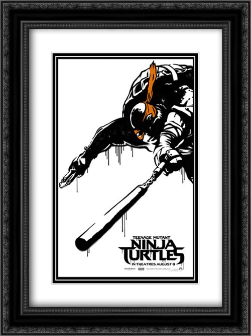 Teenage Mutant Ninja Turtles 18x24 Black Ornate Wood Framed Movie Poster with Double Matting