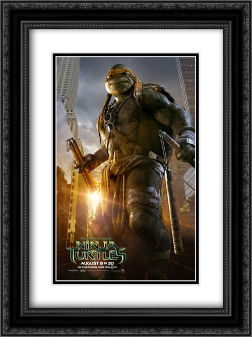 Teenage Mutant Ninja Turtles 18x24 Black Ornate Wood Framed Movie Poster with Double Matting