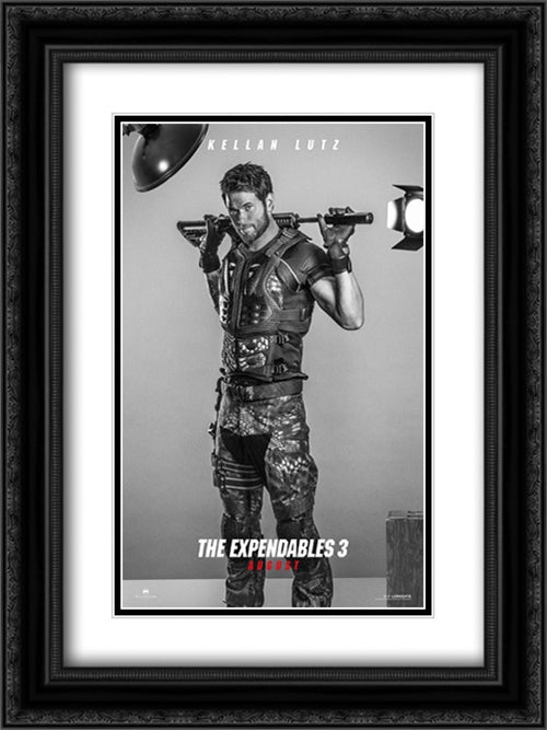 The Expendables 3 18x24 Black Ornate Wood Framed Movie Poster with Double Matting