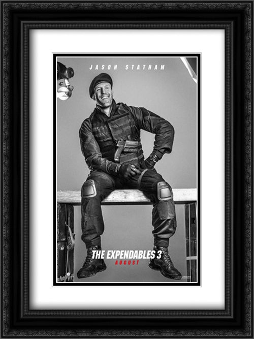 The Expendables 3 18x24 Black Ornate Wood Framed Movie Poster with Double Matting