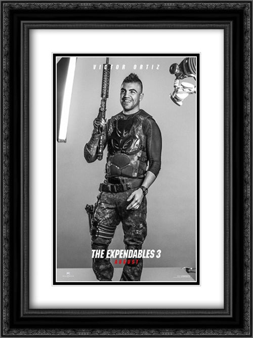 The Expendables 3 18x24 Black Ornate Wood Framed Movie Poster with Double Matting