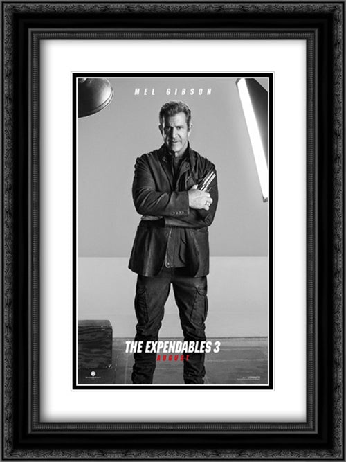 The Expendables 3 18x24 Black Ornate Wood Framed Movie Poster with Double Matting