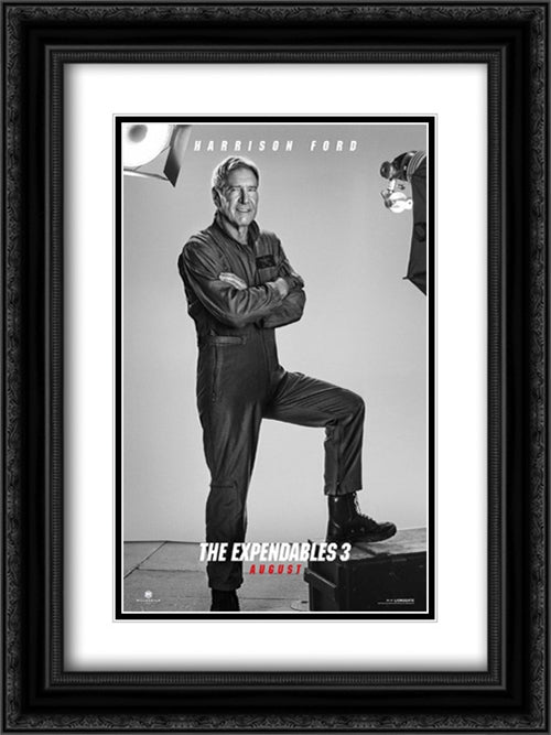 The Expendables 3 18x24 Black Ornate Wood Framed Movie Poster with Double Matting