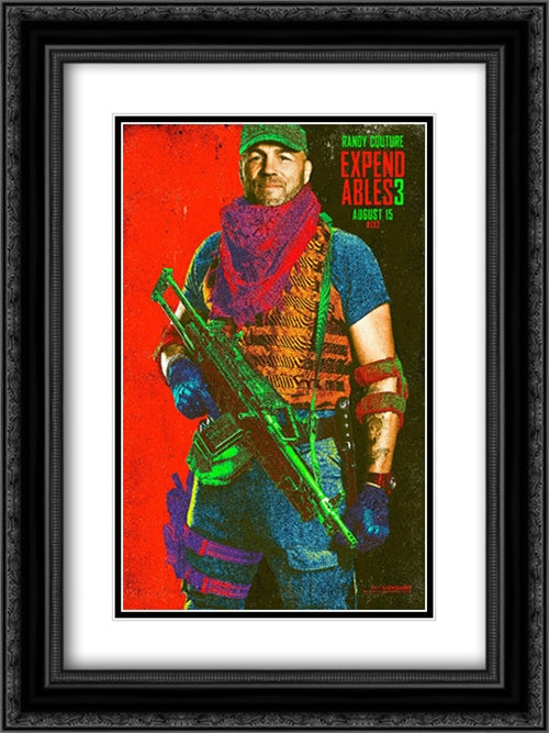 The Expendables 3 18x24 Black Ornate Wood Framed Movie Poster with Double Matting