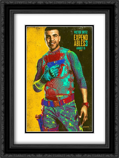 The Expendables 3 18x24 Black Ornate Wood Framed Movie Poster with Double Matting