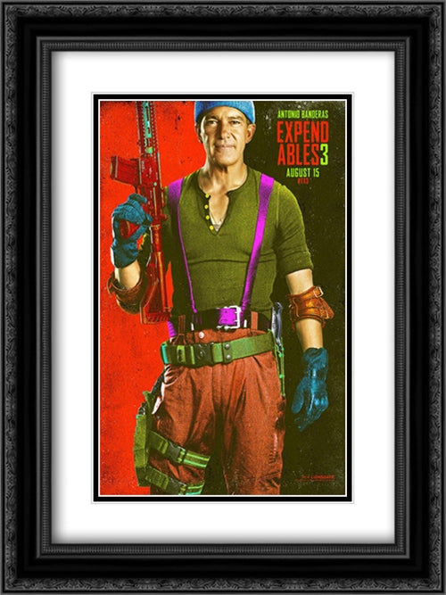 The Expendables 3 18x24 Black Ornate Wood Framed Movie Poster with Double Matting