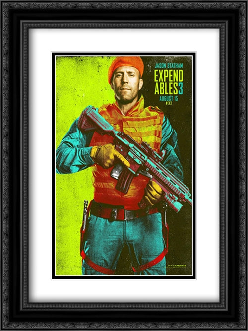 The Expendables 3 18x24 Black Ornate Wood Framed Movie Poster with Double Matting