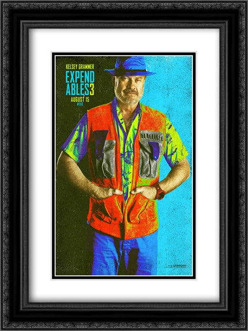 The Expendables 3 18x24 Black Ornate Wood Framed Movie Poster with Double Matting