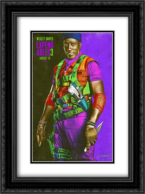 The Expendables 3 18x24 Black Ornate Wood Framed Movie Poster with Double Matting