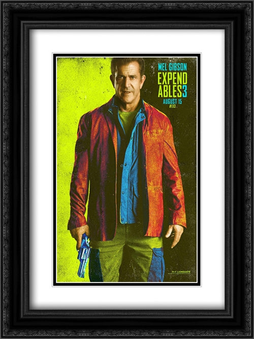 The Expendables 3 18x24 Black Ornate Wood Framed Movie Poster with Double Matting