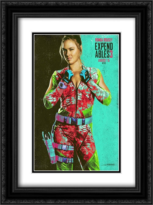 The Expendables 3 18x24 Black Ornate Wood Framed Movie Poster with Double Matting
