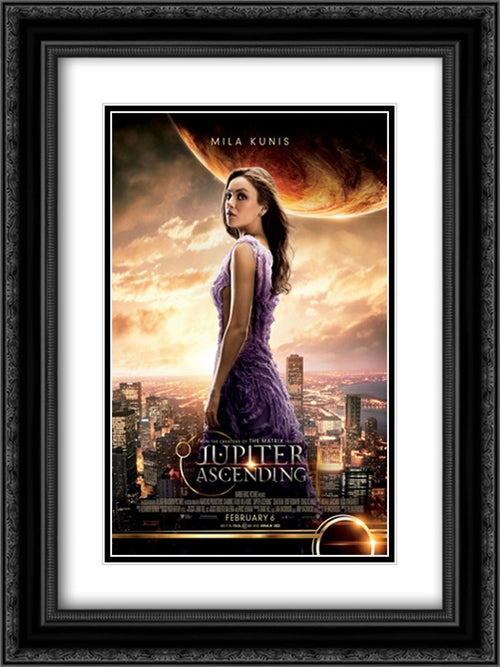 Jupiter Ascending 18x24 Black Ornate Wood Framed Movie Poster with Double Matting