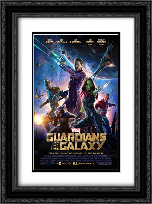 Guardians of the Galaxy 18x24 Black Ornate Wood Framed Movie Poster with Double Matting