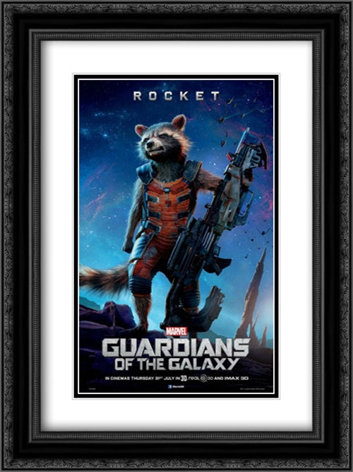 Guardians of the Galaxy 18x24 Black Ornate Wood Framed Movie Poster with Double Matting