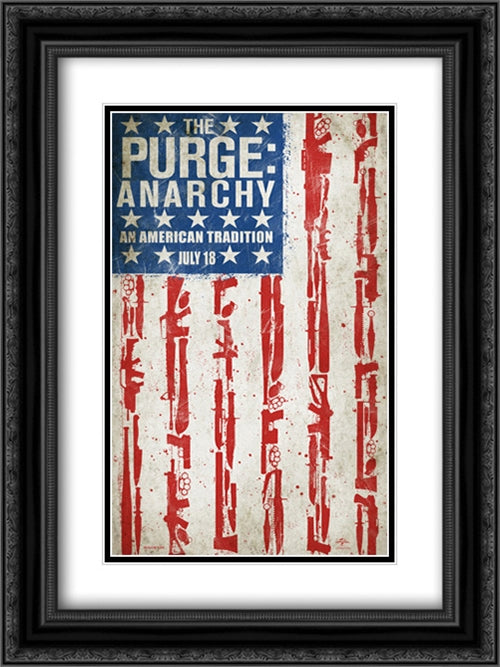The Purge: Anarchy 18x24 Black Ornate Wood Framed Movie Poster with Double Matting