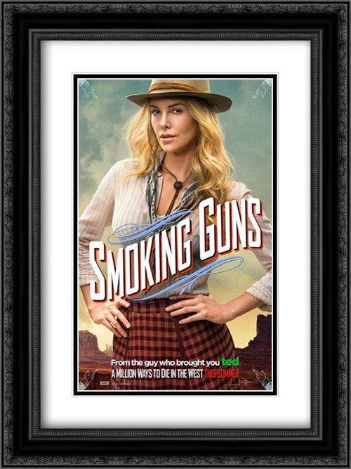 A Million Ways To Die In The West 18x24 Black Ornate Wood Framed Movie Poster with Double Matting