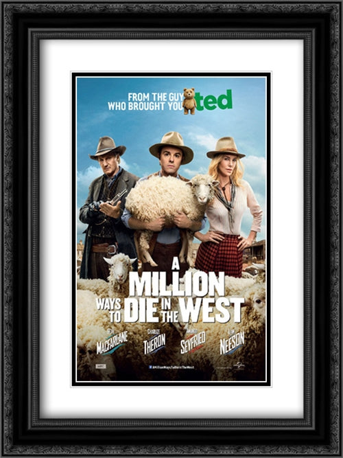 A Million Ways To Die In The West 18x24 Black Ornate Wood Framed Movie Poster with Double Matting