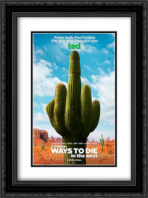 A Million Ways To Die In The West 18x24 Black Ornate Wood Framed Movie Poster with Double Matting