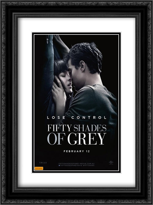 Fifty Shades of Grey 18x24 Black Ornate Wood Framed Movie Poster with Double Matting