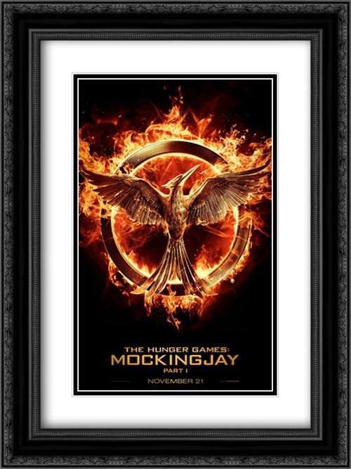 The Hunger Games: Mockingjay Part 1 18x24 Black Ornate Wood Framed Movie Poster with Double Matting