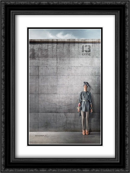 The Hunger Games: Mockingjay Part 1 18x24 Black Ornate Wood Framed Movie Poster with Double Matting