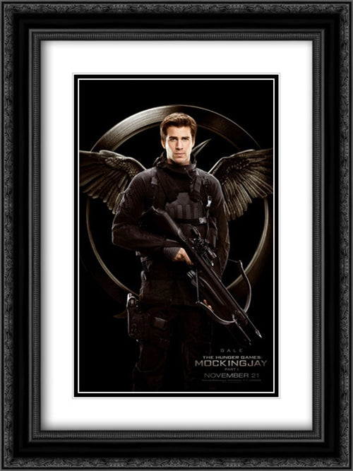 The Hunger Games: Mockingjay Part 1 18x24 Black Ornate Wood Framed Movie Poster with Double Matting