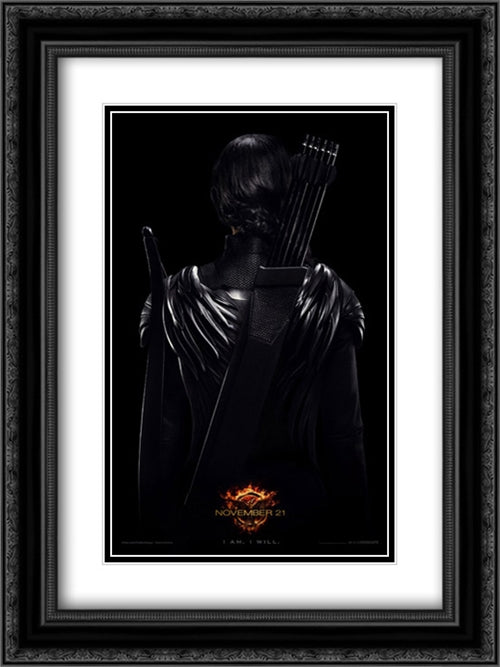 The Hunger Games: Mockingjay Part 1 18x24 Black Ornate Wood Framed Movie Poster with Double Matting