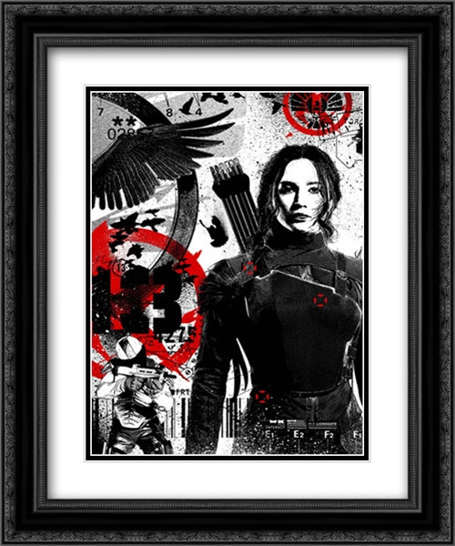 The Hunger Games: Mockingjay Part 1 20x24 Black Ornate Wood Framed Movie Poster with Double Matting