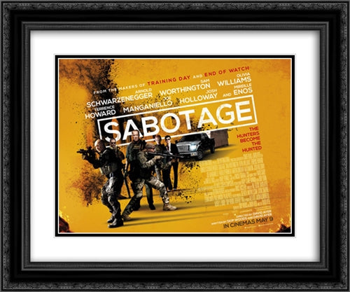Sabotage 24x20 Black Ornate Wood Framed Movie Poster with Double Matting