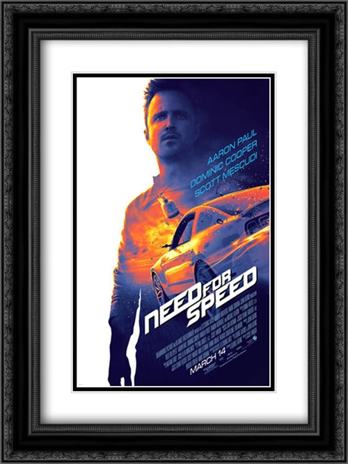 Need for Speed 18x24 Black Ornate Wood Framed Movie Poster with Double Matting