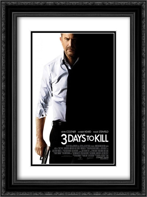 3 Days To Kill 18x24 Black Ornate Wood Framed Movie Poster with Double Matting