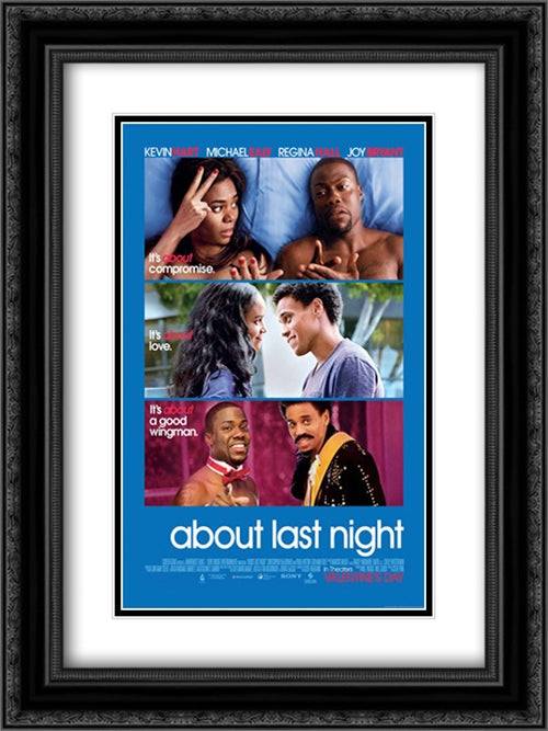 About Last Night 18x24 Black Ornate Wood Framed Movie Poster with Double Matting