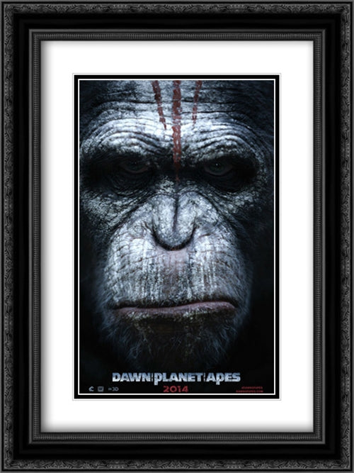 Dawn of the Planet of the Apes 18x24 Black Ornate Wood Framed Movie Poster with Double Matting