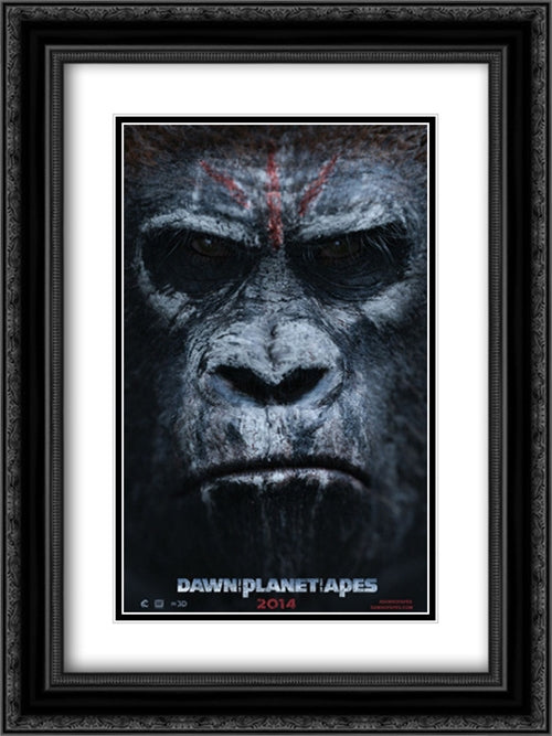 Dawn of the Planet of the Apes 18x24 Black Ornate Wood Framed Movie Poster with Double Matting