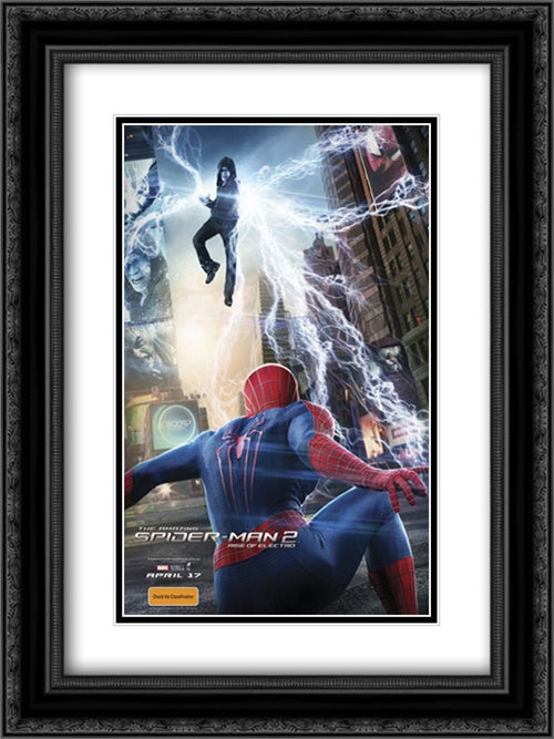 The Amazing Spider-Man 2 18x24 Black Ornate Wood Framed Movie Poster with Double Matting