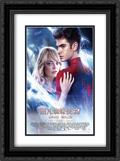 The Amazing Spider-Man 2 18x24 Black Ornate Wood Framed Movie Poster with Double Matting