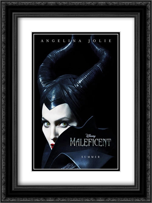 Maleficent 18x24 Black Ornate Wood Framed Movie Poster with Double Matting