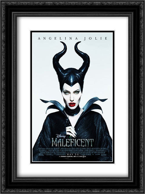 Maleficent 18x24 Black Ornate Wood Framed Movie Poster with Double Matting