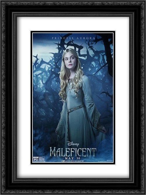 Maleficent 18x24 Black Ornate Wood Framed Movie Poster with Double Matting